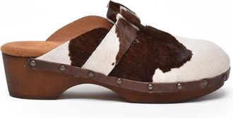 Post & Co White Leather Cavallino Clogs