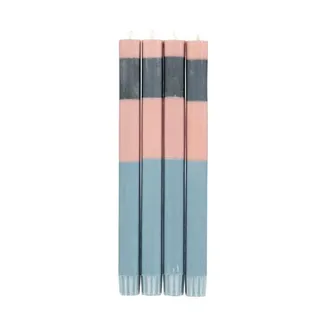 British Colour Standard Abstract Striped Dinner Candles - Set of 4 in Rose/pompadour/indigo at Nordstrom