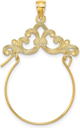 Diamond2Deal 14k Yellow Gold Fleur de Lis Scroll Framed Charm Holder