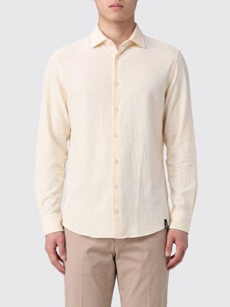 Drumohr Camicia slim fit in misto lino e cotone con collo francese