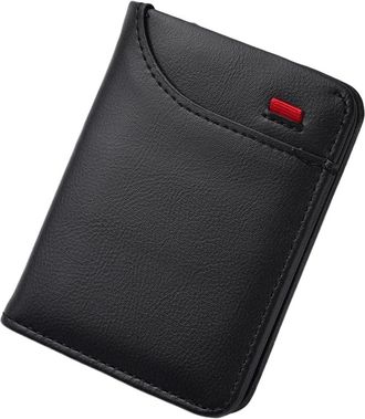 Generic New Ultra-thin Mini Soft PU Leather Credit Card Wallet Holder for Men - Short Vertical Design(Black b)
