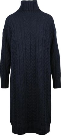 PESERICO Cable Knit Dress - Dames - Kleedjes - Blauw - XL - Wol - Kleedjes