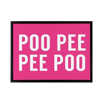 Artery8 Funny Toilet Bathroom Decor Poo Pee Framed Canvas Wall Art Print in Pink | Size: W24 x H32