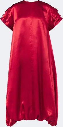 Comme Des Gar&ccedil;ons Pleated gathered satin midi dress