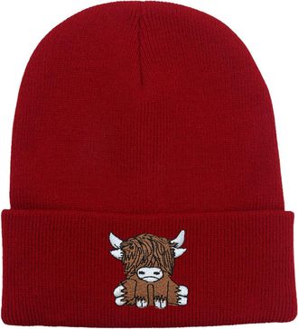 Generic Scottish Highland Cow Beanie Women Cute Scotch Cow Knitted Hat Autumn Winter Warm Hip Hop Hat Unisex Ski Hat Comfy