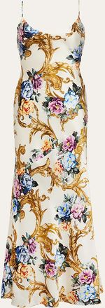 L'agence Serita V-Neck Bias-Cut Maxi Dress