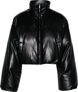 Nanushka cropped puffer jacket - women - Polyurethane/Recycled Polyester - S - Black