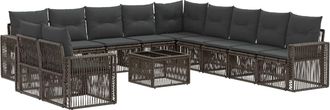 vidaXL Conjunto De Sof&aacute;s De Jard&iacute;n 12 Uds. Gris Y Gris Oscuro Vidaxl