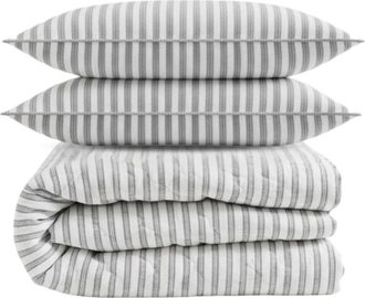 Stone Cottage Willow Way Ticking Stripe Quilt & Sham Set in Light Pastel Grey at Nordstrom Rack, Size Full/queen