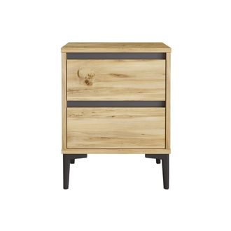 Mobili Rebecca Mesita de noche con 2 cajones, marr&oacute;n claro y gris oscuro