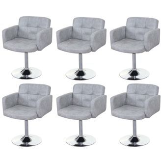 Hhg Hhg - Juego De 6 Sillas De Comedor Orlando, Silla Giratoria, Imitaci&oacute;n De Ante Cromado Con Certificado Mvg, Gris Vintage