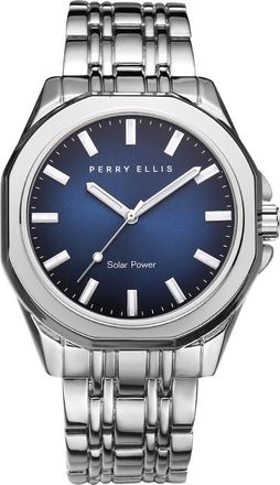 Perry Ellis Solar Powered 3-Hand Quartz Bracelet Watch, 41mm in Silver at Nordstrom Rack