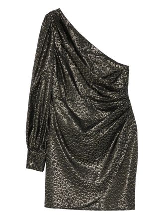 Lauren Ralph Lauren one-shoulder pattern mini dress - Black