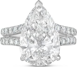 Diana M. Jewels Platinum 5ct lab grown pear diamond Micropav&eacute; Split Shank Ring