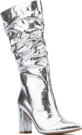 New York & Company Earla Ruched Shaft Boot in Silver Metallic at Nordstrom Rack, Size 7.5