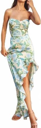Dress Forum Asymmetrical Strapless Dress In Blue, Green, Multi
