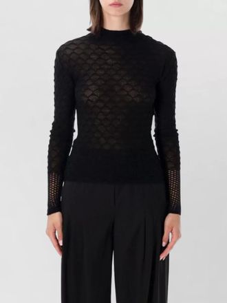 Lanvin high neck knit top sheer texture