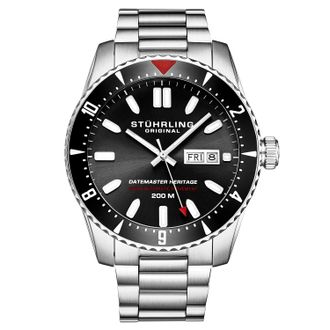 Stührling Mens Swiss Automatic Datemaster Heritage 1004 44mm Watch - Silver - One Size