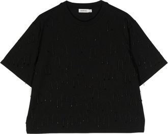 SIMKHAI Amaru appliqué-detailing T-shirt - women - Elastane/Organic Cotton - S - Black