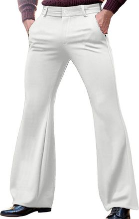 Generic Wide Leg Suit Pants Men 4 Way Stretch Formal Smart Casual Business Office Work Trousers Chino Comfort Flat-Front Golf Dress Pants Classic Vintage 60S 