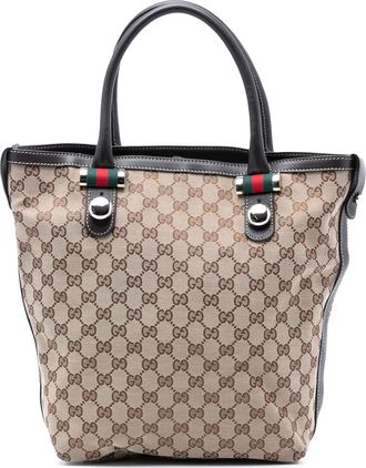 Gucci Tweedehands Medium Gg Canvas Web Wedstrijdbal Tote