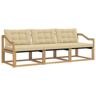 vidaXL Conjunto De Sof&aacute;s De Exterior Con Coj&iacute;n 3 Pcs Y Beige Vidaxl