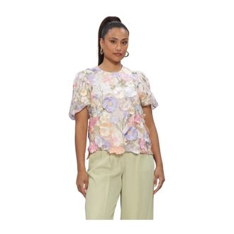 Y.A.S Flowering SS Top - Dames - Blouses - Veelkleurig - S - Polyester - Overhemden