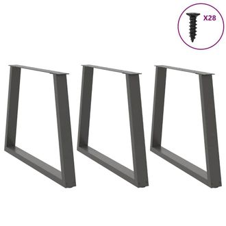 Berkfield Home Modern Dining Table Legs V-Shape 3 pcs Anthracite 100x(72-73.3) c in Dark Grey