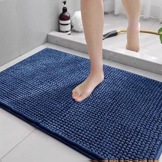 OEM Alfombra De Ba&ntilde;o Azul Marino, 40x60 Cm, Chenilla Ultrasuave, Absorbente, Lavable A M&aacute;quina, Apta Para Suelos De Ba&ntilde;o, 1 Unidad