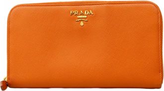 Prada Orange Leather Long Wallet (Bi-Fold) (Pre-Owned)