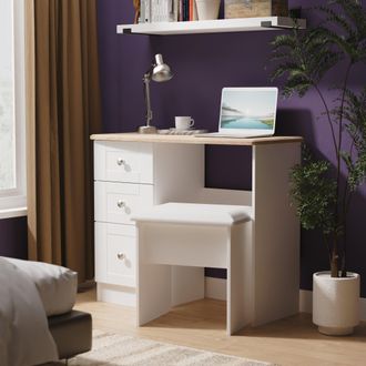 Welcome Furniture Tutbury Ready Assembled Vanity in White Ash & Bardolino Oak - Welcome Furniture | TJ Hughes