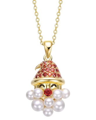 Rachel Glauber 14K Plated Cz Santa Necklace
