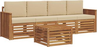 vidaXL Conjunto De Sof&aacute;s De Exterior 5 Uds. Naturaleza Y Beige Vidaxl