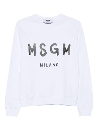 Msgm logo-print sweatshirt - women - Cotton - S - White