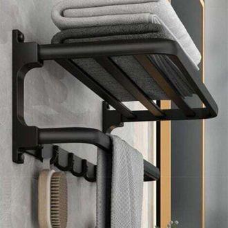 OEM Toallero Sin Taladrar - Negro - Soporte Para Toallas De Ba&ntilde;o - Montaje En Pared - Con 5 Ganchos Para Toallas