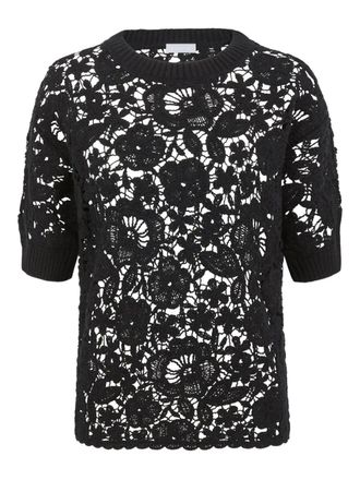 P.A.R.O.S.H. floral lace T-shirtt - women - Cotton - M - Black