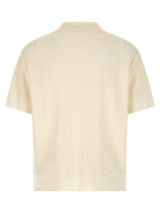 Balmain Monogram Jacquard Polo Shirt - cream
