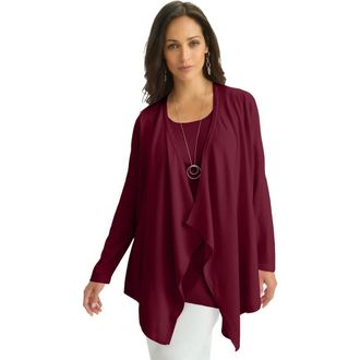 Jessica London Flyaway Cardigan in Merlot at Nordstrom, Size Small