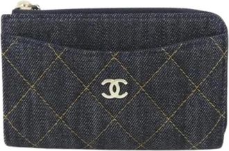 Chanel Pre-owned Wallets, female, Blue, Size: ONE SIZE Pre-owned Business card case