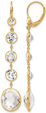 Diamond2Deal 14K Yellow Gold Crystal and White Topaz Drop Dangle Earrings
