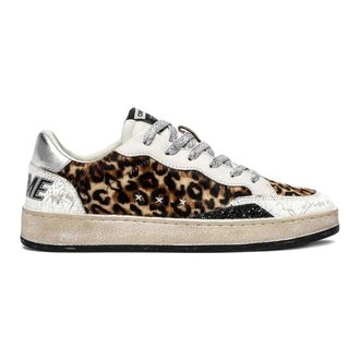 Crime London Schoenen, Dames, Veelkleurig, 39 EU, Katoen, Luipaardprint Sneakers met Glitter Inzetstukken