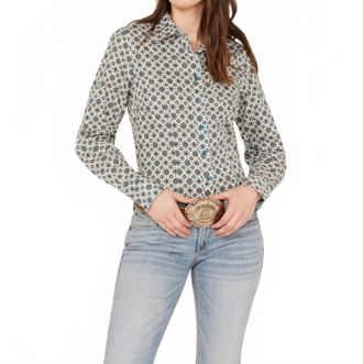 Cinch Geo Print Long Sleeve Button Down Western Shirt In Cream