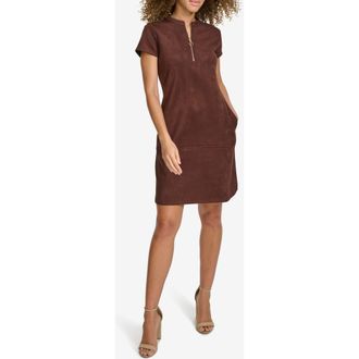 Kensie Faux Suede Shirtdress in Chocolate at Nordstrom Rack, Size 4