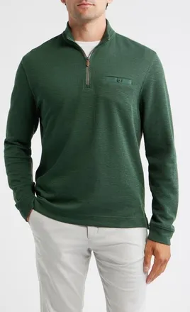 Johnnie-O Flame Stitch Quarter Zip Pullover in Evergreen at Nordstrom, Size Xx-Large