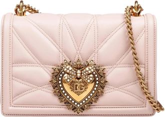 Dolce & Gabbana Gewatteerde Nappa Schoudertas met Hartdetail - Dames - Schoudertassen - Roze - ONE Size - Leer - Tassen