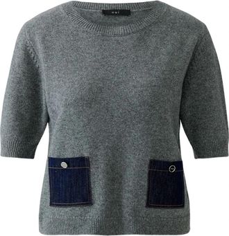 Oui Trui met ronde hals - Dames - Ronde hals truien - Grijs - L - Wol - Truien & Vesten
