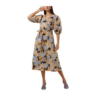 Second Female Marigold Wrap Jurk - Dames - Casual kleedjes - Veelkleurig - XS - Polyester - Kleedjes