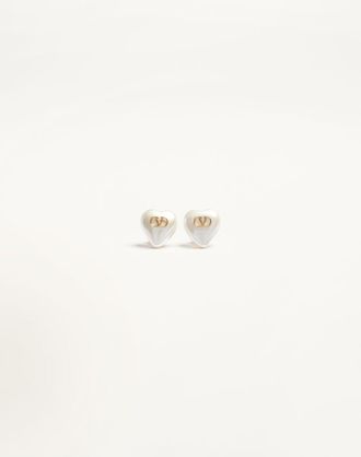 Valentino Garavani Orecchini VLogo Signature In Metallo E Perle Donna ORO/CREMA UNI