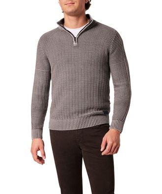 Pioneer Authentic Jeans Strickpullover, Herren, Gr. XXL, grau (dunkelgrau washed), Strick, Obermaterial: 100% Baumwolle, PIONEER AUTHENTIC JEANS, gemustert, regular fit taill