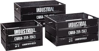 Atmosphera Atmosphera - Juego De 3 Cajas Indus - Metal - Negro Cr&eacute;ateur DInt&eacute;rieur